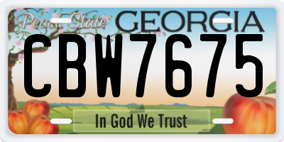 GA license plate CBW7675