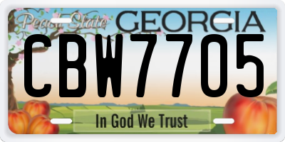 GA license plate CBW7705