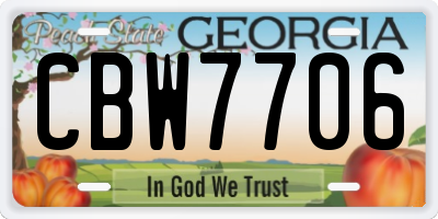 GA license plate CBW7706