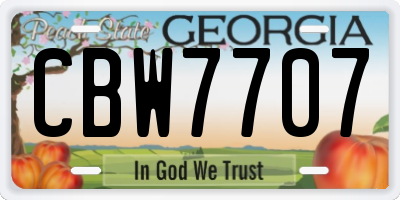 GA license plate CBW7707