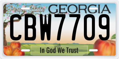 GA license plate CBW7709