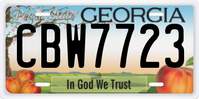 GA license plate CBW7723