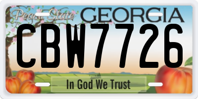 GA license plate CBW7726