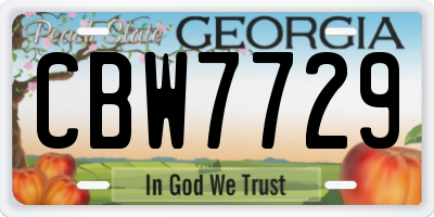 GA license plate CBW7729
