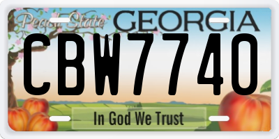 GA license plate CBW7740
