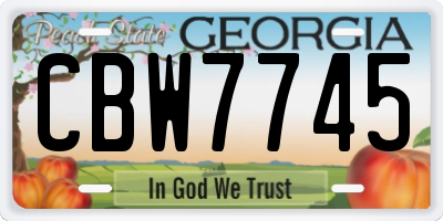 GA license plate CBW7745