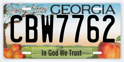 GA license plate CBW7762