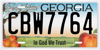 GA license plate CBW7764