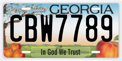 GA license plate CBW7789