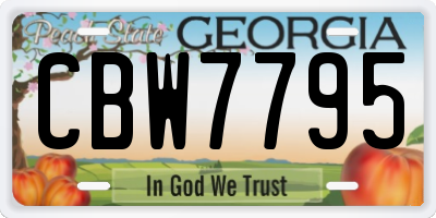 GA license plate CBW7795