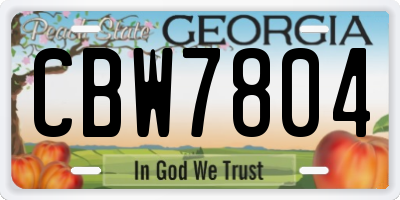 GA license plate CBW7804