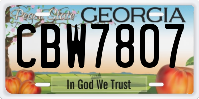 GA license plate CBW7807
