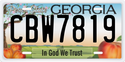 GA license plate CBW7819