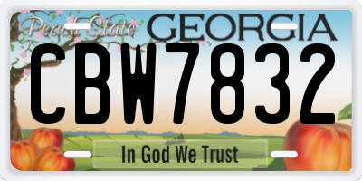 GA license plate CBW7832