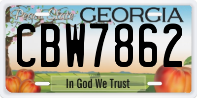 GA license plate CBW7862