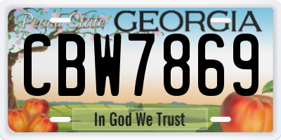 GA license plate CBW7869