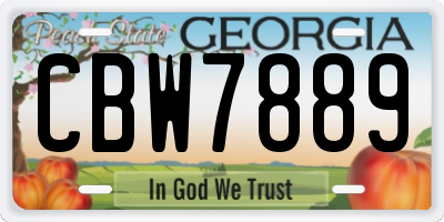 GA license plate CBW7889