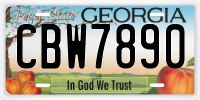 GA license plate CBW7890