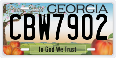 GA license plate CBW7902