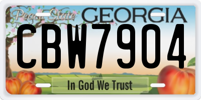 GA license plate CBW7904