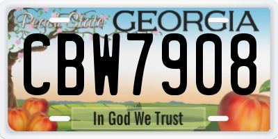 GA license plate CBW7908