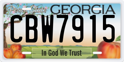 GA license plate CBW7915