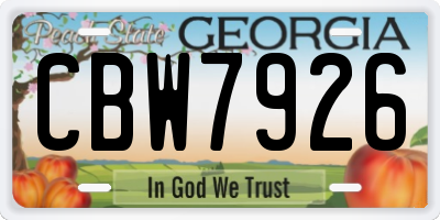 GA license plate CBW7926