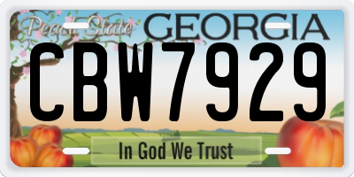 GA license plate CBW7929