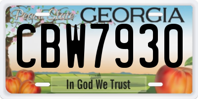 GA license plate CBW7930