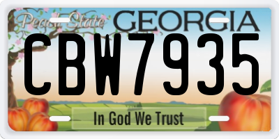 GA license plate CBW7935