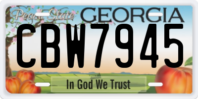 GA license plate CBW7945