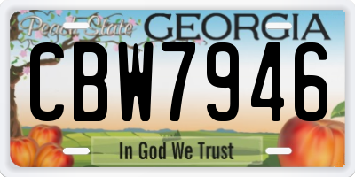 GA license plate CBW7946