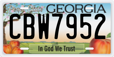 GA license plate CBW7952