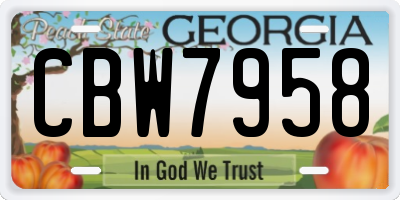 GA license plate CBW7958