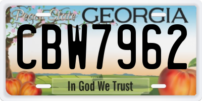 GA license plate CBW7962