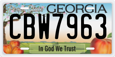 GA license plate CBW7963
