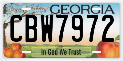 GA license plate CBW7972