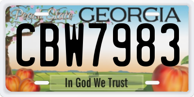 GA license plate CBW7983