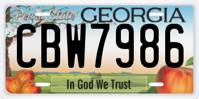 GA license plate CBW7986