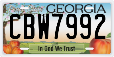 GA license plate CBW7992