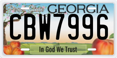 GA license plate CBW7996