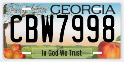 GA license plate CBW7998