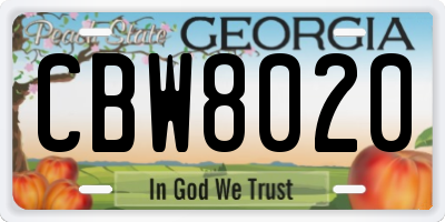GA license plate CBW8020