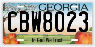 GA license plate CBW8023