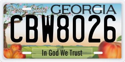 GA license plate CBW8026