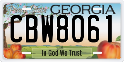 GA license plate CBW8061
