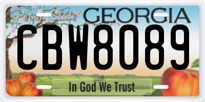 GA license plate CBW8089