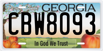 GA license plate CBW8093