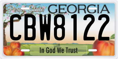 GA license plate CBW8122