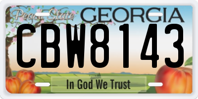 GA license plate CBW8143